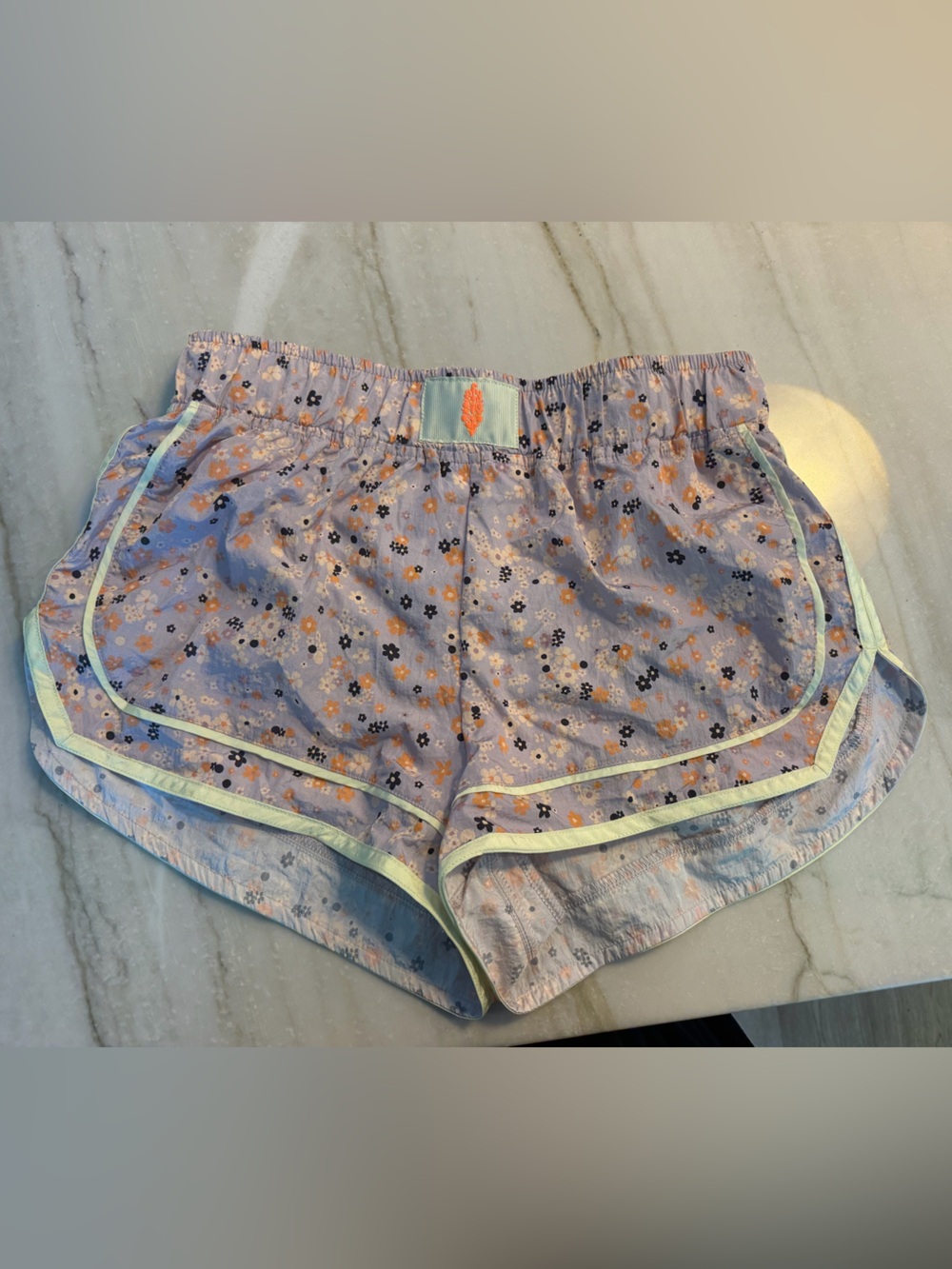 Free People Lavender Floral Shorts with Yellow Trim